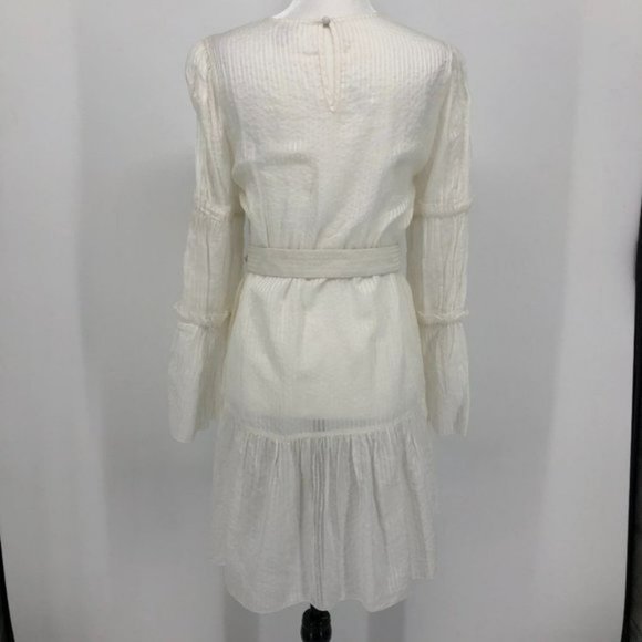 CAMI NYC Shawn White Belted Cotton and Silk Jacquard tiered sleeve mini dress SP - Picture 4 of 7